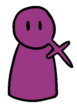 A pink figure with the female symbol on her head.